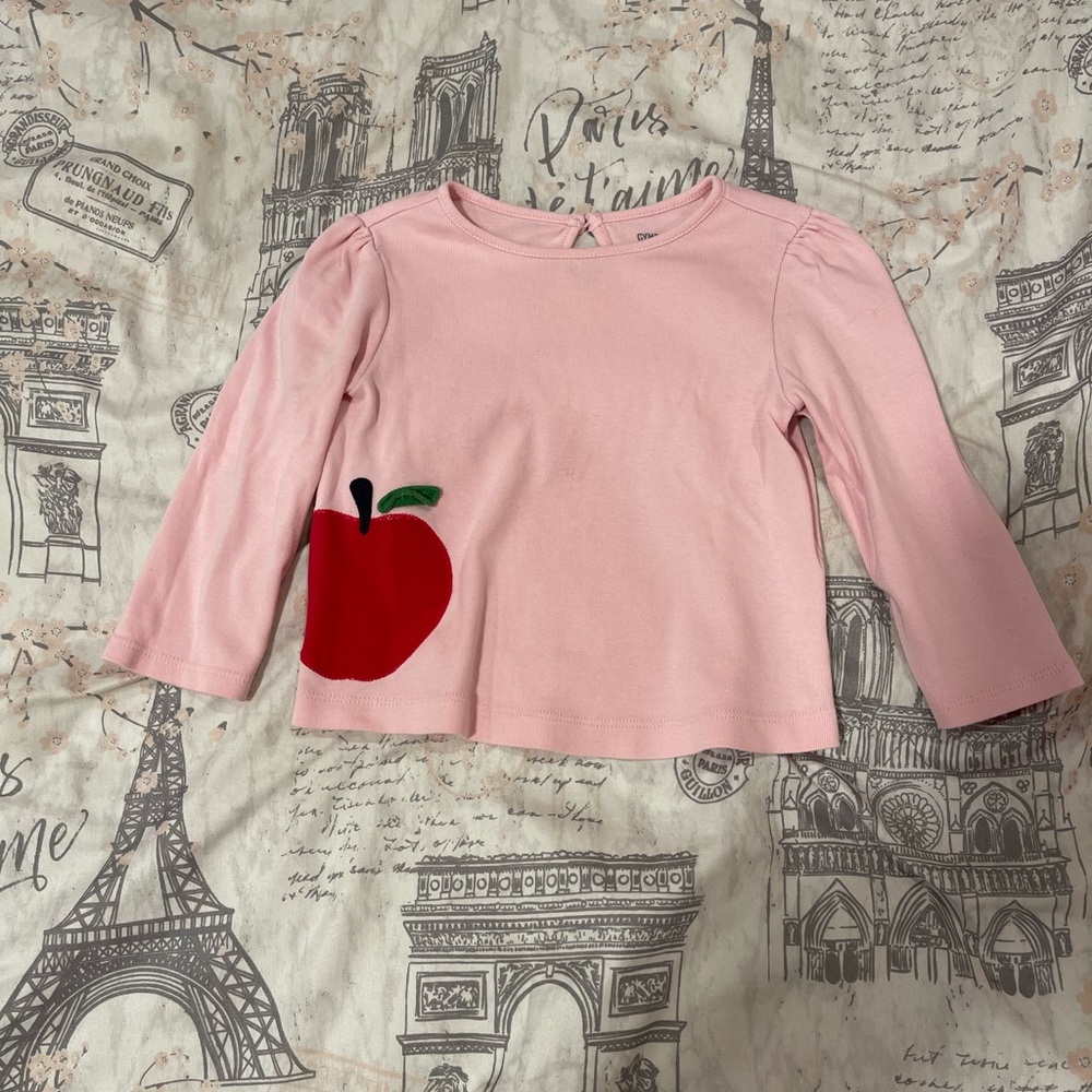 Vintage Gymboree 2007 pink long sleeve Apple top 18-24mos